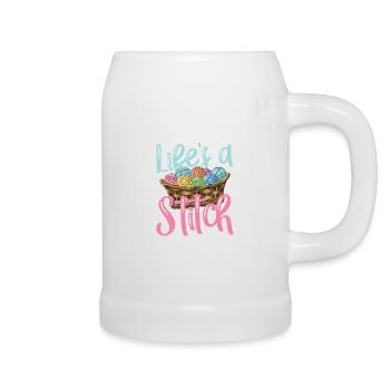 Lifes a stitch for a seamstress knitter - Beer Mug - white - Right