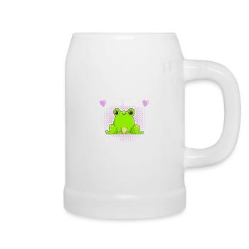 Frosch Motiv Frösche Laubfrosch Mädchen - Bierkrug - Weiß - Rechts