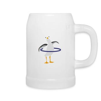 Cute seagull hullern hoop mature - Beer Mug - white - Right