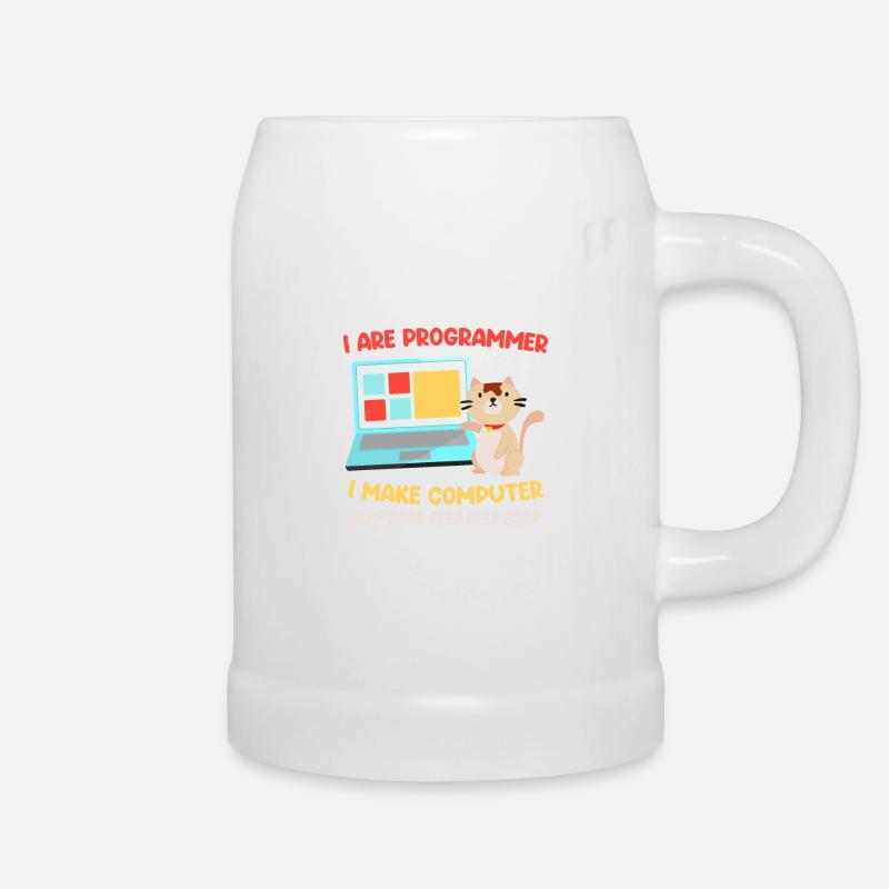 Programmierer Katzen Spruch Witz I are Programmer - Bierkrug - Weiß