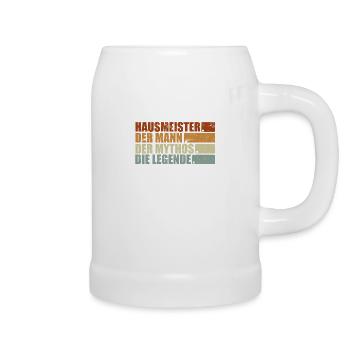 Lustiger Hausmeister Spruch Mann Mythos Legende - Bierkrug - Weiß - Rechts