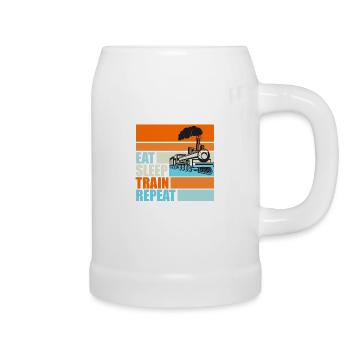 Railwaymen Vintage Men Gift Eat Sleep - Beer Mug - white - Right