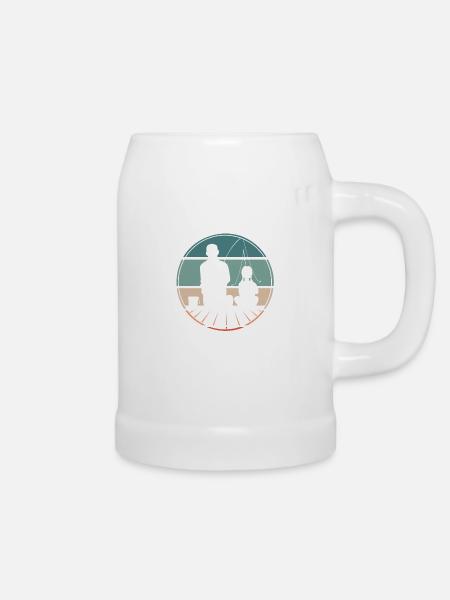 Angeln Vater Tochter - Bierkrug - Weiß