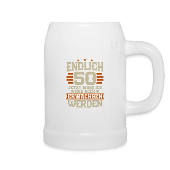 Endlich 50 Jahre Spruch 50. Geburtstag - Bierkrug - Weiß - Rechts