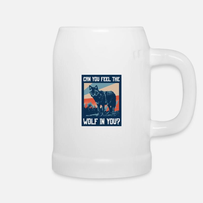 Wolf Spruch - Bierkrug - Weiß