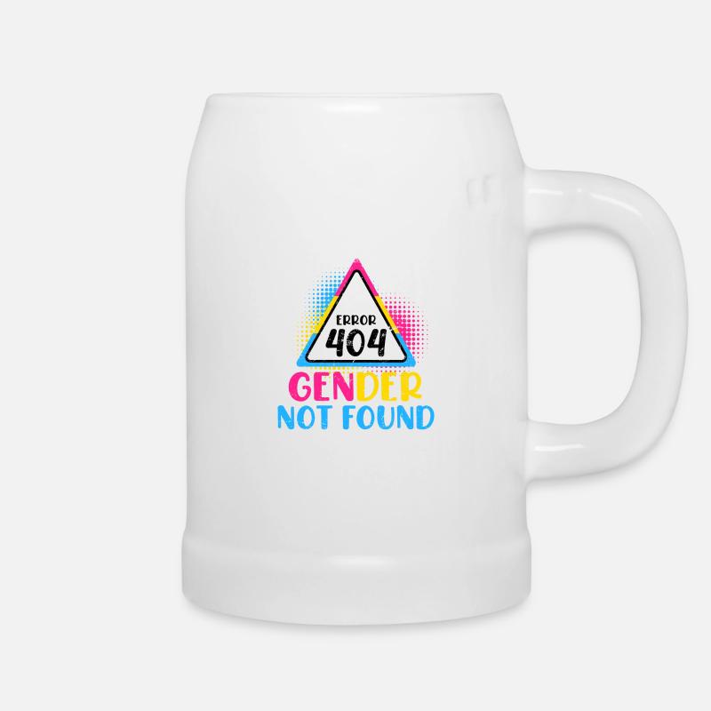 Error 404 Gender not Found Bisexual Pansexual - Beer Mug - white