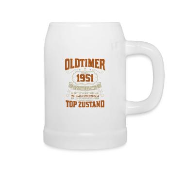 Baujahr 1951 Oldtimer Geburtstag Spruch 70 Jahre - Bierkrug - Weiß - Rechts