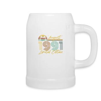 Août 1991 - Chope en céramique - blanc - Droite