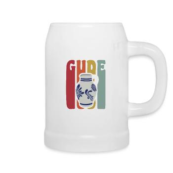 vintage retro Gude Bembel Apfelwein Spruch - Bierkrug - Weiß - Rechts