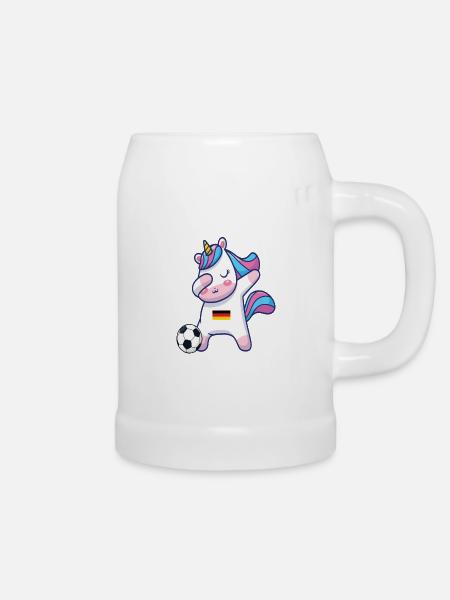 Dabbing Einhorn Fußball Deutschland - Bierkrug - Weiß