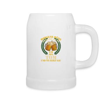Tom - Morgens Müde Abends Blau Geile Sau Tom - Bierkrug - Weiß - Rechts