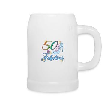 50th Birthday - 50 & Fabulous Turning Fifty Bday - Beer Mug - white - Right