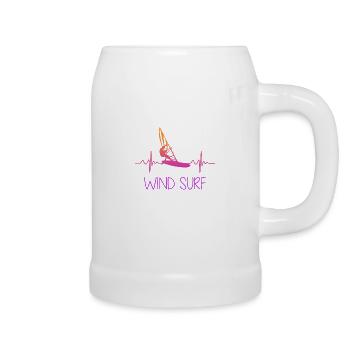 Windsurfer Frauen Geschenk Herzschlag Herz - Bierkrug - Weiß - Rechts