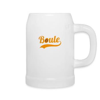 Boule Kugeln Boulespieler Logo Schriftzug - Bierkrug - Weiß - Rechts