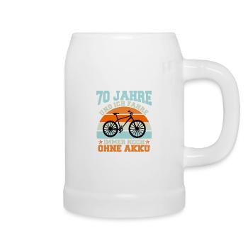 70 Jahre und immer noch ohne Akku Rad Fahrrad - Bierkrug - Weiß - Rechts