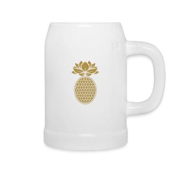 Ananas d’or ananas - Chope en céramique - blanc - Droite