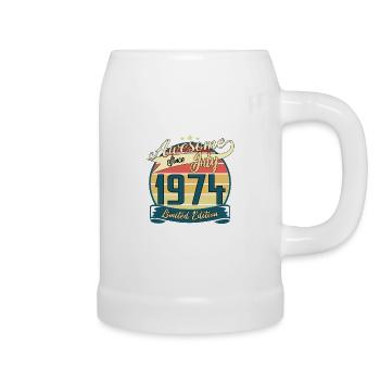 July 1974 Vintage Birthday Gift - Beer Mug - white - Right