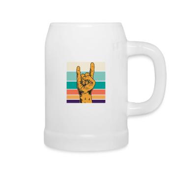 Rocker Handzeichen Symbol Rockmusik - Bierkrug - Weiß - Rechts