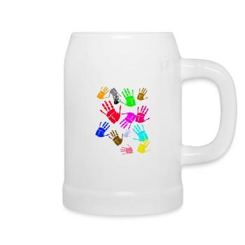 Bunte Hände für alle die Handabrücke lieben - Bierkrug - Weiß - Rechts