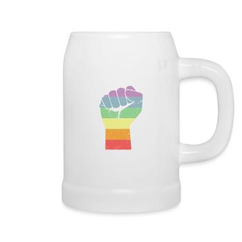 LGBT Pride Gay Geschenk Schwulen Regenbogen - Bierkrug - Weiß - Rechts