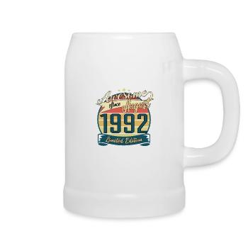 Vintage 1992 August Geschenkidee - Bierkrug - Weiß - Rechts