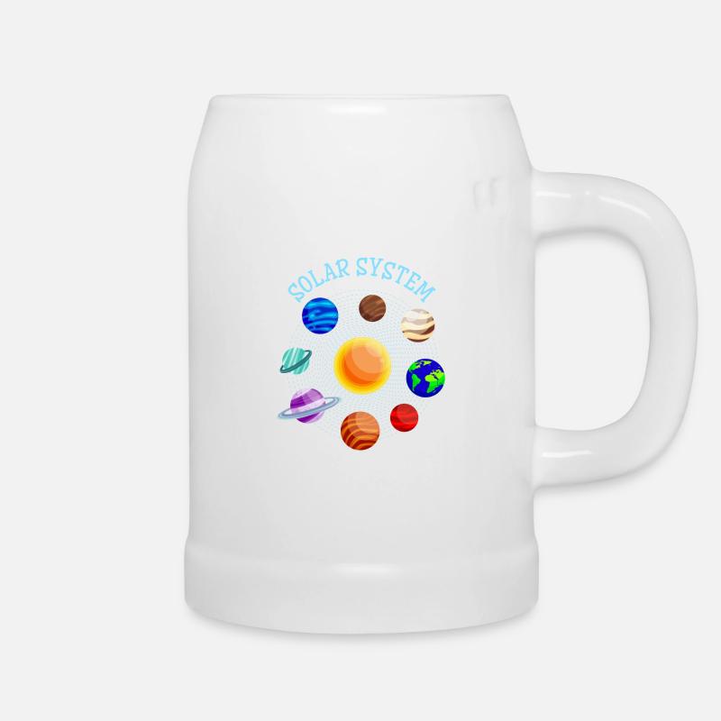 Planets Solar System Sun Earth Mars Astronaut - Beer Mug - white