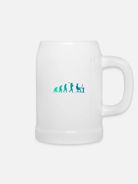 Programmierer Evolution Schreibtisch Büro Geschenk - Bierkrug - Weiß