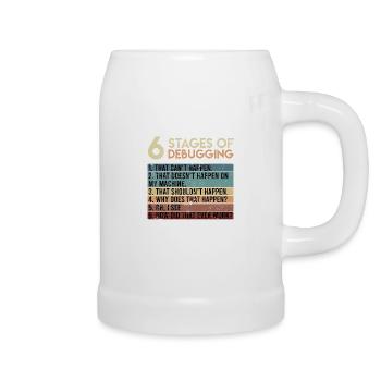 6 Stages of Debugging Software Tester Entwickler - Bierkrug - Weiß - Rechts