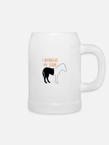 Defragmentiertes Zebra Informatiker Witz Coder - Bierkrug - Weiß