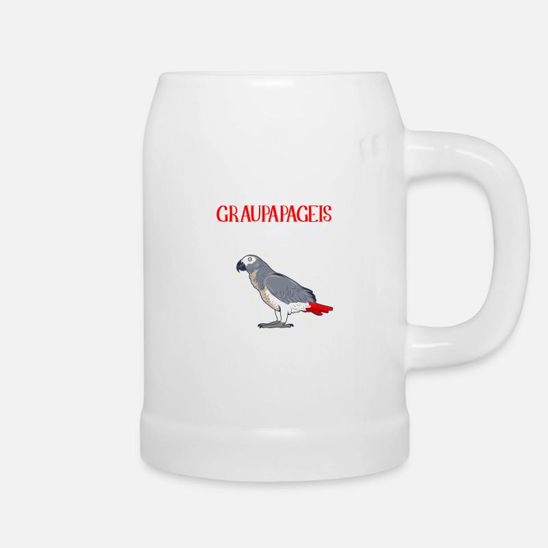 Anatomie eines Graupapageis Vogel Vogelhalter - Bierkrug - Weiß