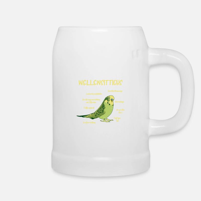 Anatomie eines Wellensittichs Vogel Sittich - Bierkrug - Weiß