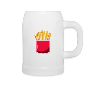 Pocket Fries - Brusttasche Pommes Frites - Bierkrug - Weiß - Rechts