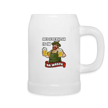 Mei Lederhosn is in da Wäsch Lederhose Tracht - Beer Mug - white - Right
