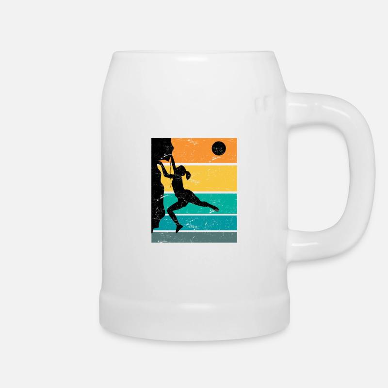 Retro Boulder Rock Climbing Free Climbing - Beer Mug - white