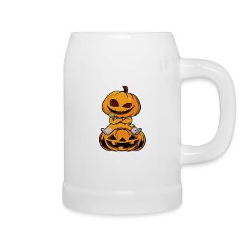 Citrouille Halloween - Chope en céramique - blanc - Droite