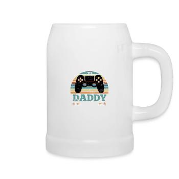 Vintage Papa 2022 Saying Leveled up to Daddy - Beer Mug - white - Right