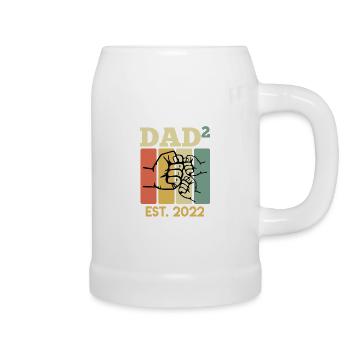 Vintage Papa 2022 Twins Second Child Father - Beer Mug - white - Right