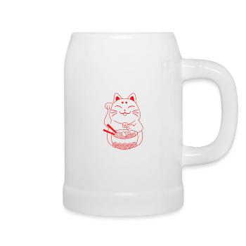 Winkekatze Japan japanische Katze Ramen - Bierkrug - Weiß - Rechts