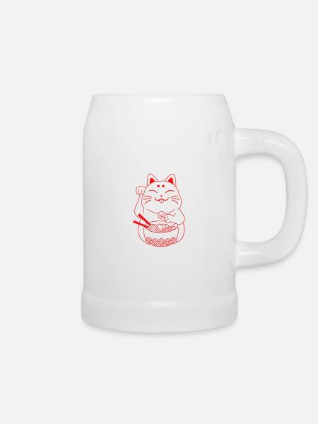 Waving cat Japon japonais cat ramen - Chope en céramique - blanc