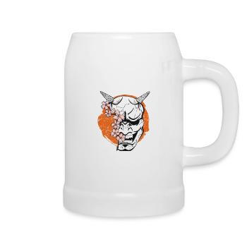 Oni Demon Japonais Diable Japon Masque - Chope en céramique - blanc - Droite