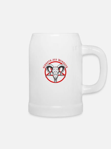 Sinners are Winners Teufel Satan Antichrist Ziege - Bierkrug - Weiß