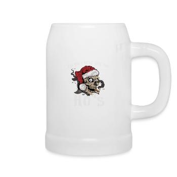 Weihnachten Rocker Xmas Totenkopf Weihnachtsmann - Bierkrug - Weiß - Rechts