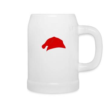 Chapeau de Noël en rouge - Chope en céramique - blanc - Droite