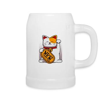 Japan Winkekatze Winken Katzen Katzenbesitzer - Bierkrug - Weiß - Rechts