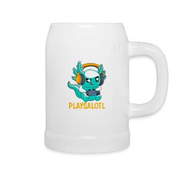 Playsalotl Gamer Gaming Axolotl Kawaii Manga - Bierkrug - Weiß - Rechts