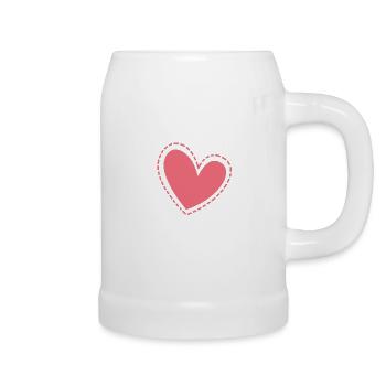 Pinkes Herz Geschenkidee - Bierkrug - Weiß - Rechts