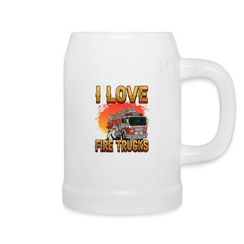 Firemen I Love Fire Trucks Firefighters Firetruck - Beer Mug - white - Right