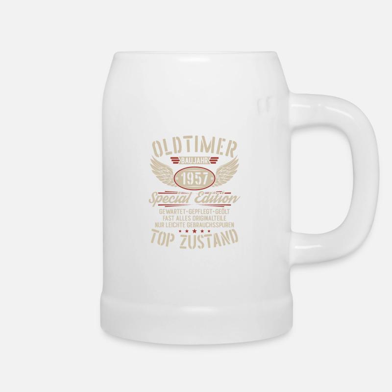 Oldtimer Baujahr 1957 Jahrgang Geburtstag Geschenk - Bierkrug - Weiß