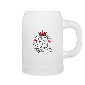 Pregnancy Announcement Big Sister Again Princess - Beer Mug - white - Right