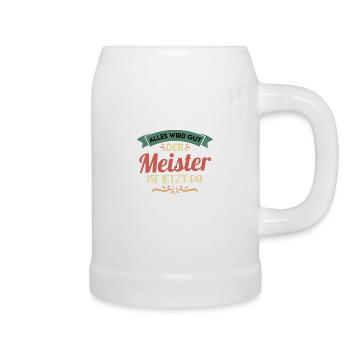 Alles wird gut der Meister ist da Meisterprüfung - Bierkrug - Weiß - Rechts